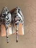 gratis mode vrouwen pompen zwart wit kleurverloop patent snake echt leer punt teen hoge hakken schoenen gloednieuwe 120mm 100mm