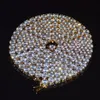 6 мм ледяной циркон, 1 ряд, теннисная цепочка, ожерелье, ювелирные изделия в стиле хип-хоп, золото, серебро, медь, материал, мужское ожерелье с цирконием, звено 20inch5526434