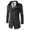 Men's Wool & Blends Sale Autumn Long Coat Men Fashion Turn-down Collar Blend Double Breasted Pea Jacket Overcoats