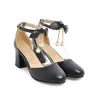 Frauen Sandalen Sommer Schwarz Weiß geschlossener Toe -Knöchel -Gurt Chunky Block Heel Brides Hochzeit Sandalen Schuhe 32263795443372