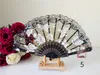 Vintage 10 Colors Available Hands Fans Logo On Ribs Wooden Bamboo Hand Rose Lace Fans Arts and Crafts Wedding Favors Gift3940870