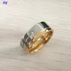 Gratis frakt 8mm mens kvinna mode lyx titan rostfritt stål guld silver pläterad band ring US storlek 7-12