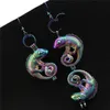 Z240 arc-en-ciel couleur mignon Bijou lézard perle Cage boucles d'oreilles crochets avec perles en plastique de 8mm cadeau de fille