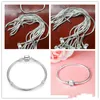 (I lager)Fabriksgrossist 925 Sterling Silver Armband 3mm Snake Chain Fit Pandora Charm Bead Bangle Armband Smycken Present för män kvinnor