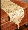 Modern Elegant Chinese Silk Satin Table Runner Cherry blossoms Decorative Damask Table Cloth Runners Rectangular Table Mat 200x33 cm