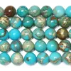 Pierre naturelle de 8mm 15 pouces, sédiments de mer bleu lac, Turquoises, jaspe impérial, perles rondes en vrac, taille au choix 4 6 8 10 12MM