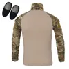 Мужская тактическая Airsoft брюки рубашка Slim Fit Camo Combat BDU с длинным рукавом брюки с наколенниками