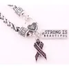 Multicolore clouté avec du ruban de cancer du sein en cristal étincelant et un bracelet pendentif à breloque fort et magnifique Lobsterclawclasps1069317