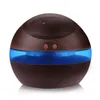 USB Ultraljuds luftfuktare, 300 ml Aroma diffusor Essentiell oljediffusor Aromaterapi Misttillverkare med blått LED-ljus (mörkt trä)