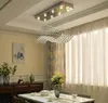 Lustre retangular de cristal contemporâneo, iluminação, gotas de chuva, cristais, luminária de teto, design de onda, montagem embutida para jantar Roo219T