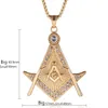 高品質316ステンレス鋼の金の宗教的Freemason Masonicペンダント無料Mason Emblem AGペンダントネックレスジュエリー付きクリスタル石