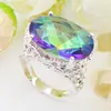Luckyshine 6 Pcs Vintage Silver 925 Queen Fancy Natural Mystic Topaz Round Ring best for Valentine's Day ---Free shipping