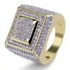 Hip Hop Mens Biżuter Pierścienie luksusowy projektant moda Złota Plasted Out Out Full CZ Diamond Finger Pierścień Bling Cubic Zircon Pierścień W227z