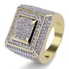 Hip Hop Mens smycken ringer Luxury Designer Fashion Gold Plated Iced Out Full CZ Diamond Finger Ring Bling Bling Cubic Zircon Love Ring W2609126