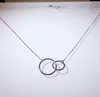 Classical Infinity Double Circle PendantLuxury Jewelry Soild 100% 925 Sterling Silver Eternity Party Clavicle Chain Necklace For Women Gift