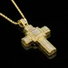Nuovi gioielli Hip Hop Collana con pendente a croce in cristallo pieno placcato oro / argento Religione Accessori per gioielli da uomo Regali cristiani
