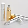 10 ml Guld / Silver / Svart Färg Metall Roller Parfymflaska Tom UV-rullande glas eteriska oljor flaskor LX2450