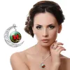 Moon Necklace Galaxy Planet Glass Cabochon Picture Silver Half Statement Chain Choker Necklace for Women Necklaces & Pendants