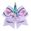 7 Inch Children039s Unicorn Hairpin Horns Bronzing Flip Sequin Bow Hair Ring Girls Hair Accessories8224997