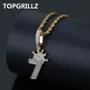 TOPGRILLZ Shiny Crown Number 7 Necklace & Pendant Charms For Men Copper Gold Color Cubic Zircon Necklace Hip Hop Jewelry Gifts