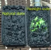 2021 neue chinesische natürliche schwarz grüne Jade Jadeit Wolf Anhänger Halskette Sommer Ornamente Naturstein Handgravur