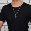 Ciondolo croce con chiodo in zircone oro Materiale in oro argento rame ghiacciato Croce CZ Pendenti Collana Catena Gioielli hip hop di moda