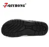Genuine Leather Slippers Men Summer Sandals Breathable QIYHONG Stylish Shoes Real Leather Seaside Beach Flats