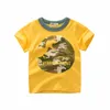 Ny baby pojke kläder söta pojkar kortärmad t-shirt bomull rund hals tecknad dinosaur kamouflage print barn kläder fahion 2018 barn pojkar