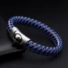 Black Genuine Leather Men Bangles Luxury Braided Vintage Wrap Charm Bracelets Male Sporty Magnetic Clasp Jewelry