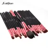 Fulljion 20 stcs rose zwarte make -up borstels set pro poeder foundation oogschaduw eyeliner lip blush cosmetische schoonheid make -up borstel7431920