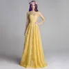 2019 Novo vestidos de dama de honra de renda amarela de renda amarela