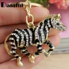 Chave Anéis Moda Preto Zebra Cavalo de Cristal Strass Metal Saco Pingente Cadeias de Chaveiro Chaveiros Para Carro K180