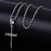 8 disegni per opzioni Collana con croce di moda Collana con pendente a croce con chiave per unghie placcata in oro CZ per uomo donna NL-749