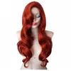 Long Wavy Synthetic Rabbit Cosplay Wig Copper Red With Big Swap Bangs Drag Queen värmebeständig fiber peruk för Halloween1468099