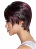 Svart Burgundy Blandad Färg Kort hår peruk med Bang Värmebeständig Fiber Syntetisk Wig Capless Fashion Wig För Kvinnor