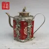 Colección miscelánea antigua, vajilla de cobre antigua, maceta de porcelana, decoración, jarra, tetera, regalos artesanales