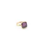 Fashion gold color square natural stone amethyst pink crystal ring for women jewelry
