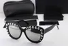 5801 Sonnenbrille, Luxus-Damen-Markendesigner, oval, Katzenaugen, perlmuttartig, Sommerstil, rechteckig, Vollrahmen, Top-Qualität, UV-Schutz, mit Etui