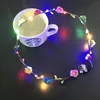 Clignotant LED cordes lueur fleur couronne bandeaux lumière fête Rave Floral cheveux guirlande couronne lumineuse mariage fleur fille casque