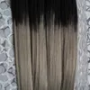 Extensions de cheveux humains à micro-boucles ombrées des années 400, 400 g, extensions de cheveux humains brésiliens vierges, micro-anneaux, 1B/gris, micro 10"-26"