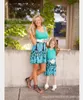 Mama und ich Kleid Familie passende Kleidung Mutter und Tochter Kleider Familienlook Halbarm Blumendruck Tutu Kleider Outfits 2Styles