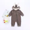 Ny Höst Spädbarn Baby Cartoon Rompers Söt Kanin Hooded Boys Tjejer Bomull Rompers Barnbarn Onesies Overaller Jumpsuits Kläder 14132