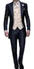 Swallowtail 남자 정장 하나의 버튼 숄 칼라 3 조각 슈트 잘 생긴 웨딩 파티 턱시도를위한 jacketpantswaistcoat