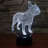 Cute French Bulldog 3D LED Night Lamp 7 Colors USB Hologram Decor Lamp Gift 2018 Home Decor Acrylic Light Fixtures #T56