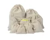 50 pcs/lot 7*9 cm 8*10 9x12 10*14 12*15 cm 13*18 15*20 17*23 20*30 cm bouche plate coton toile de jute cadeau sacs cordon pochette sac de rangement