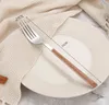 Rostfritt stålbestick med trähandtag Ekofriendly Western Table Set Spoon Knife Fork High Quality Tableware7140580