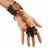 Gratis nytt mode Vintage Black Lace Armband Kvinnors Steam Engine Gear Hand Ornamenter Band Ring Snygg Klassisk Elegant