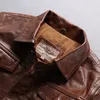 Red brown AVIREXFLY genuine leather jackets lapel neck cow leather jacket for men motorcycle Jackets with single breasted