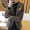 Boutique Fashion Classic Plaid Mens Pak Coats Single Buckle trouwjurk Casual jas Men Blazer XL221R