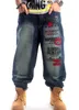 Jeans de hip-hop masculino dança de rua de hiphop, também conhecida como calça de skate casual de bordado solto lavado calça de jeans de jeans